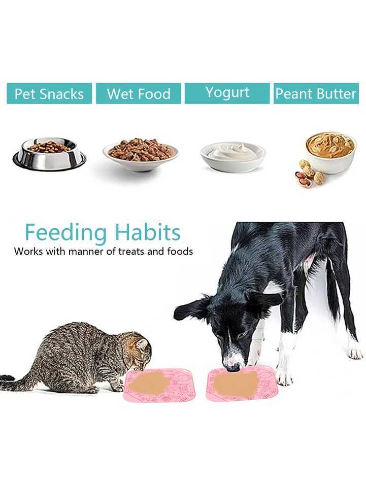 Square and heartshaped dog and cat licking pads silicone slow food pads with suction cups can relieve anxiety in dog licking Y251023