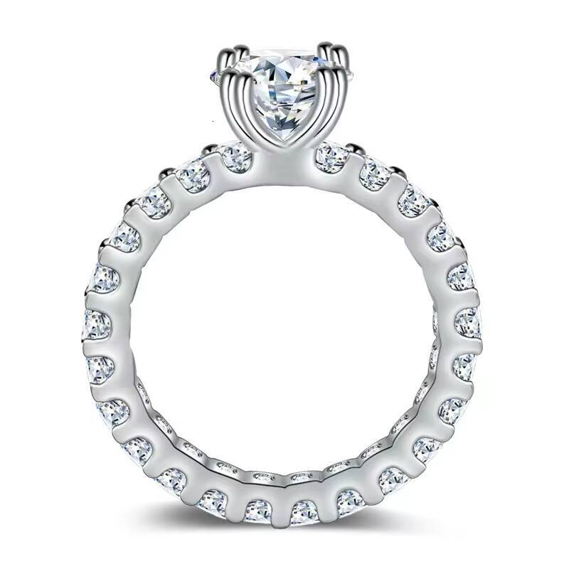 S925 Sterling Silver Plated 18K White Gold Diamond Ring with 20ct Dcolor VVS Moissanite Fashionable Luxury Moissanite Ring
