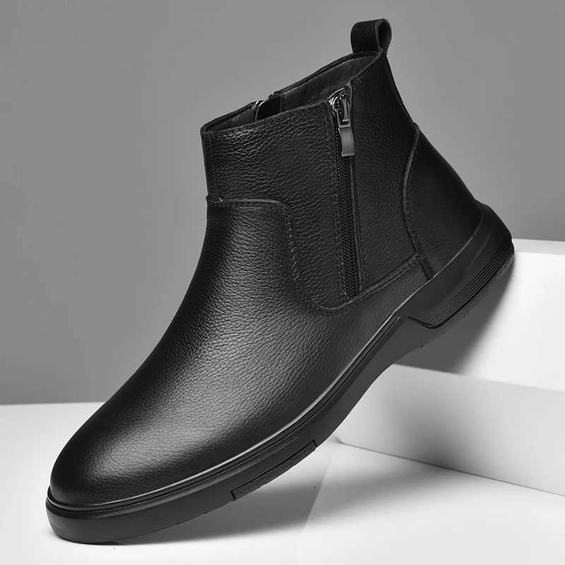 British Style High Top Mens Chelsea Flat Designer Boots Luxury Brand Genuine Leather Oxford Shoes Autumn Winter Walking Shoes W251024