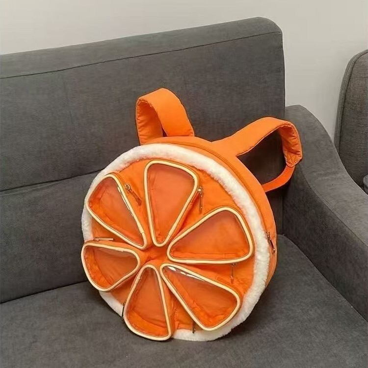 New designer original multi-layer partition orange pain relief bag cotton backpack creative girls' backpack cute and playful
