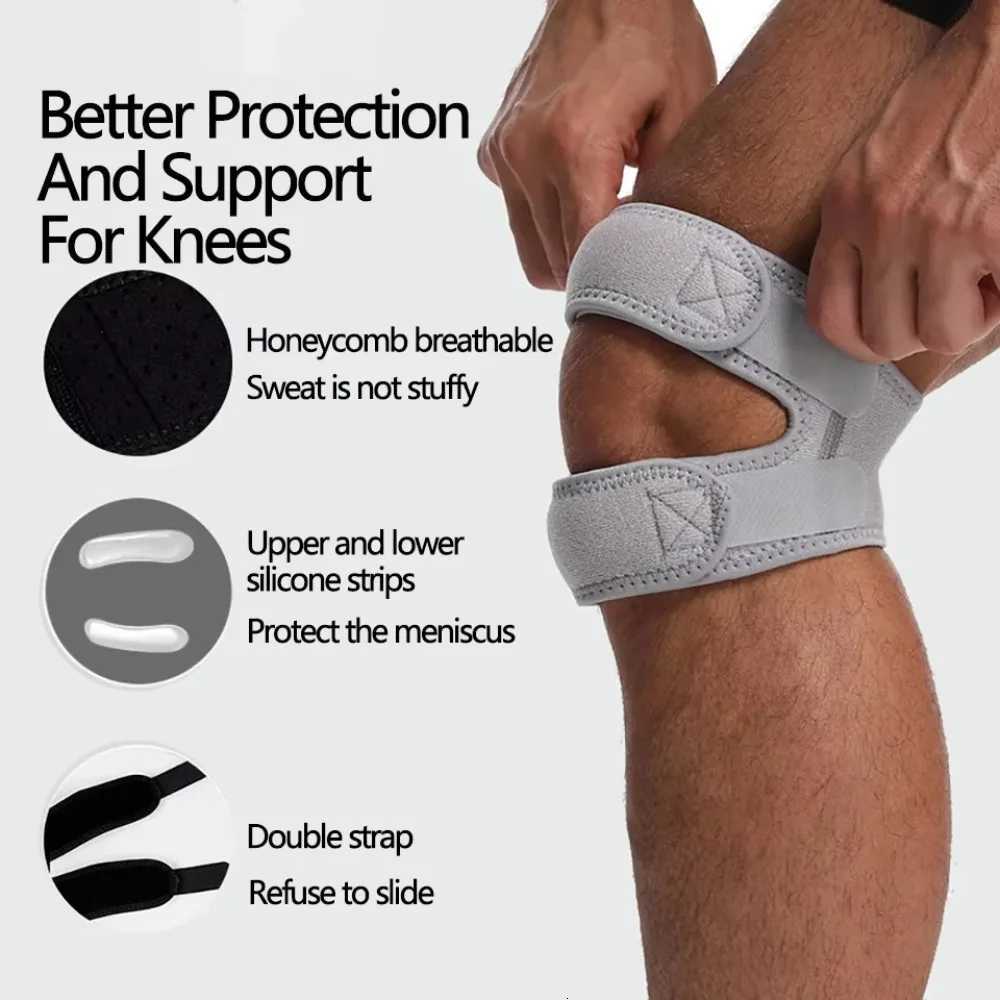 12Pcs Adjustable Sports Kneepad Double Patellar Knee Patella Tendon Support Strap Brace Pad ProtectorOpen Knee Wrap Strap BandW251024