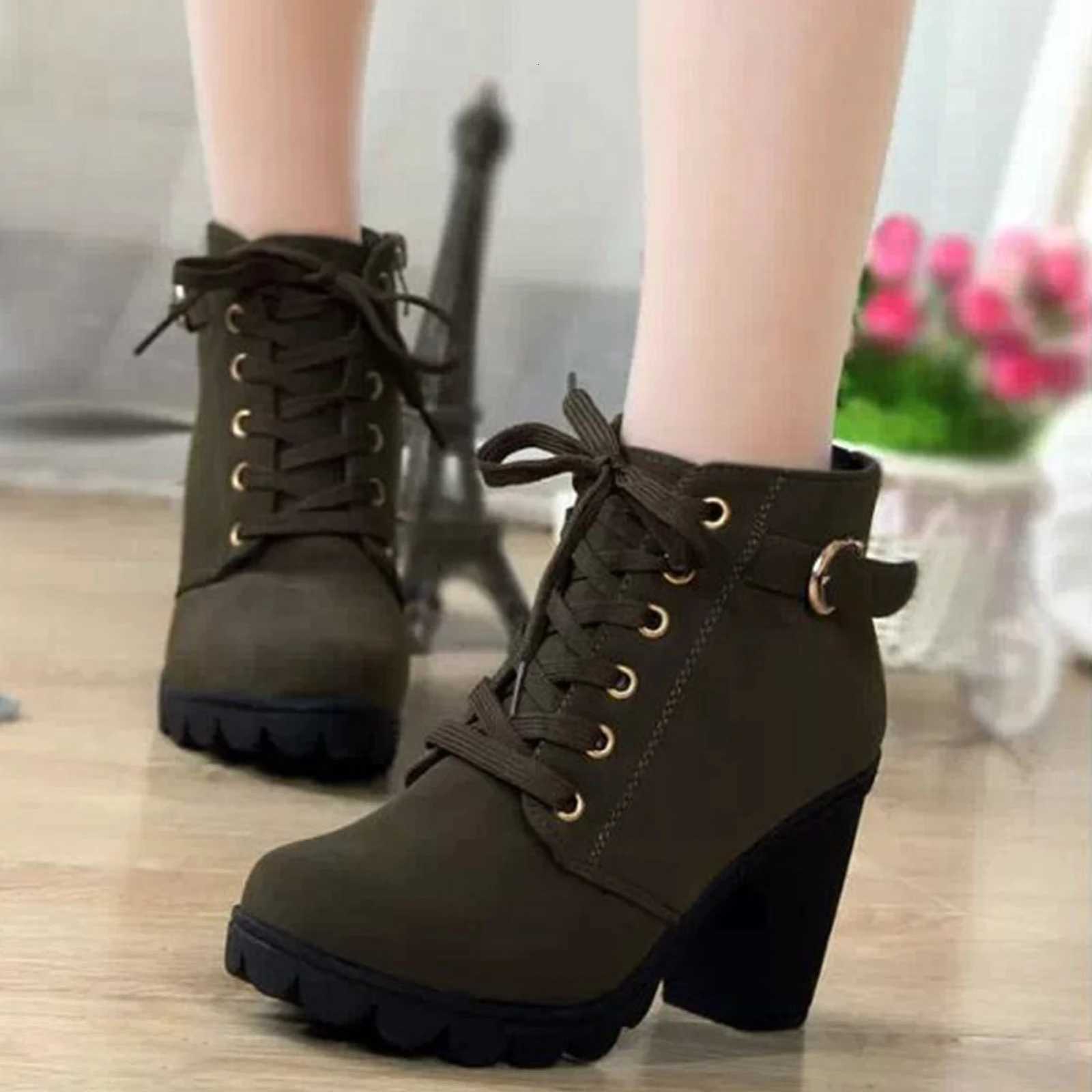 Womens Large Size Ankle Boots Autumn And Winter CrossStrap Short Boots Gift for Christmas Birthday New Year W251024
