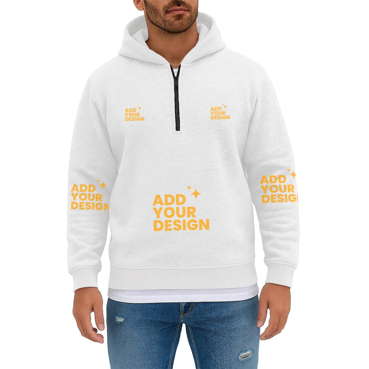 DHgatepod Men's Performance Half-Zip Pullover - DTF Print 100% Polyester Athletic Top for Workouts & Casual Wear