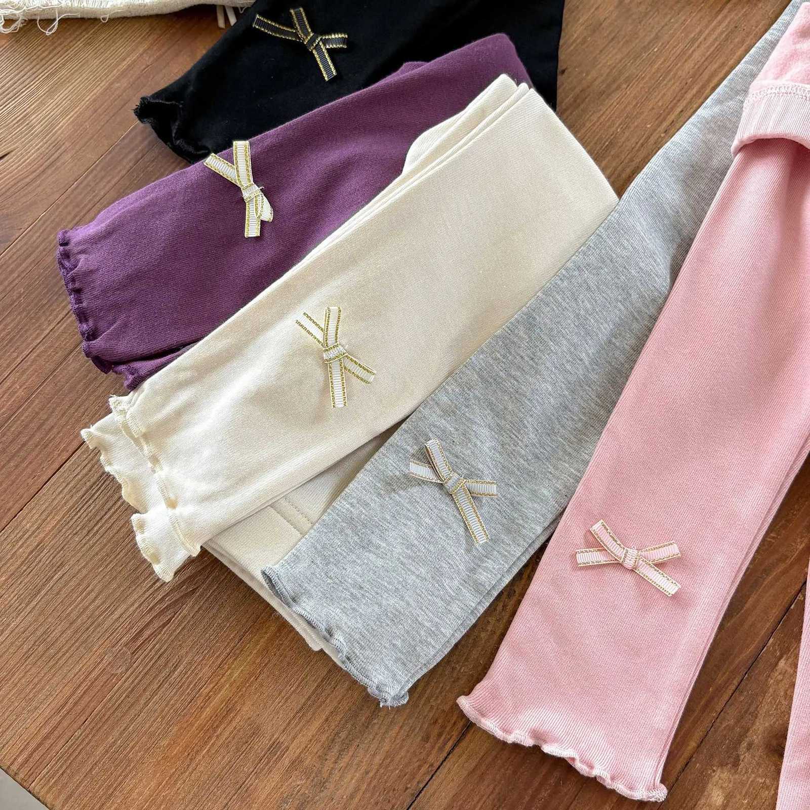 2025 Autumn New Girls Bow Leggings Children Cotton Trousers Winter Kids Girls Fleece Warm Leggings Toddler Pants Infant ClothesT251024
