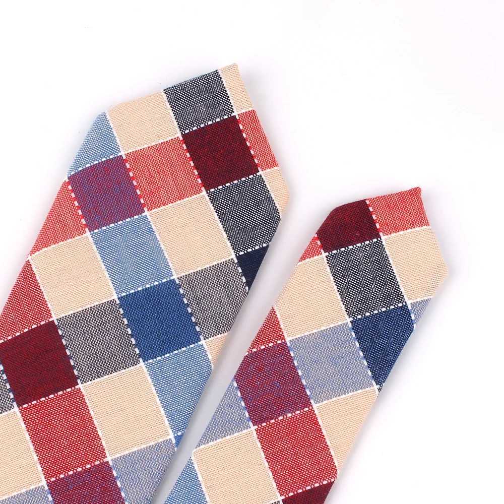 Fashion Woven Cotton Ties For Men Skinny Men Neck Tie For Wedding Casual Plaid Neckties Suits Slim Plaid Neck Ties Gravatas Y251024