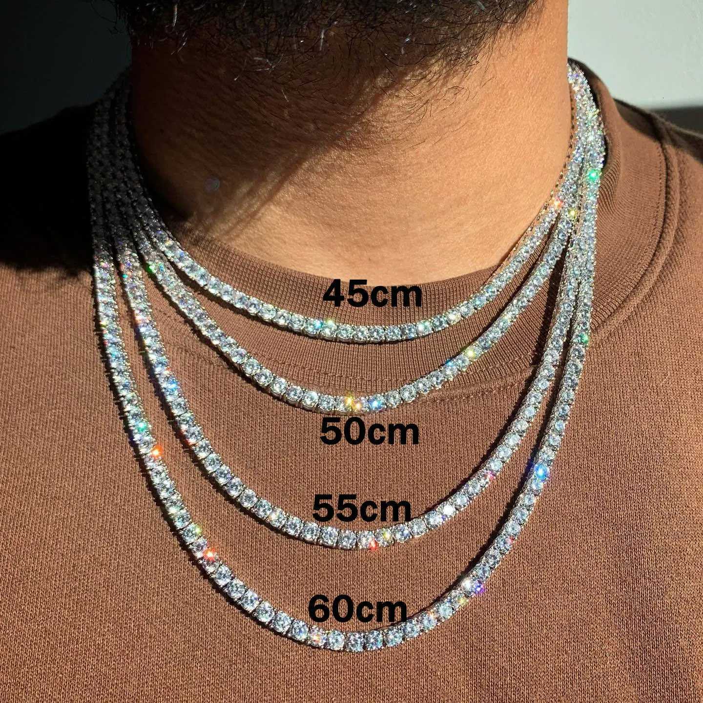 Hip Hop Jewelry 1 Row d Out Tennis Chain Bling CZ Men Diamond Cubic Zirconia Choker Necklace Women Drop ShippingXJ251024