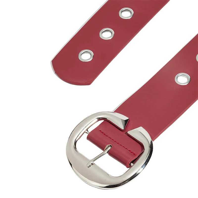 Simple Pu Wide Belt for Women Fashion Casual Versatile Dress Accessories Girdle Hip Hop Punk Rivet Pin Buckle Red Waistband W251024