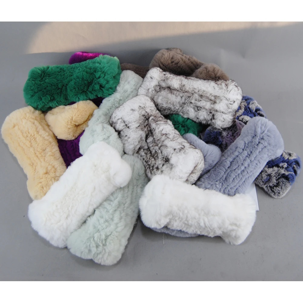 Arrival Women Knit Fur Mitten Girls 100 Real Genuine Knitted Rex Rabbit Fur Mittens Winter Warm Real Fur Fingerless Gloves 251020
