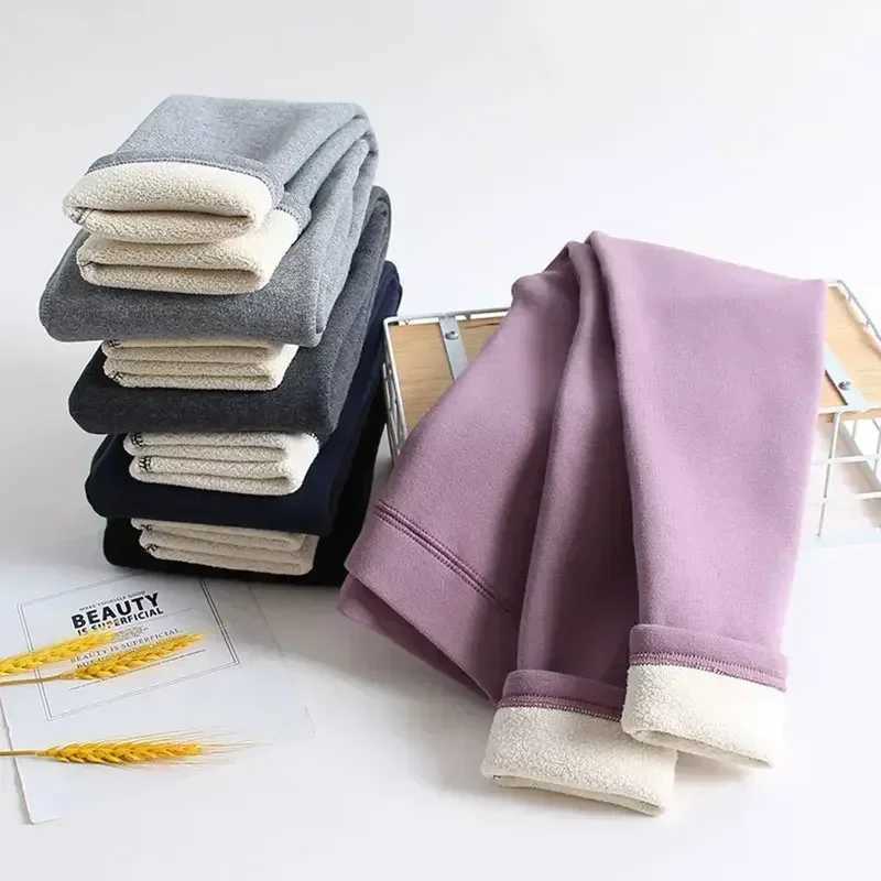 Girls Leggings Boneless Fleece Thickened Autumn Winter Fleece Pants Childrens Leggings Winter Solid Color Trousers Outer WearT251024
