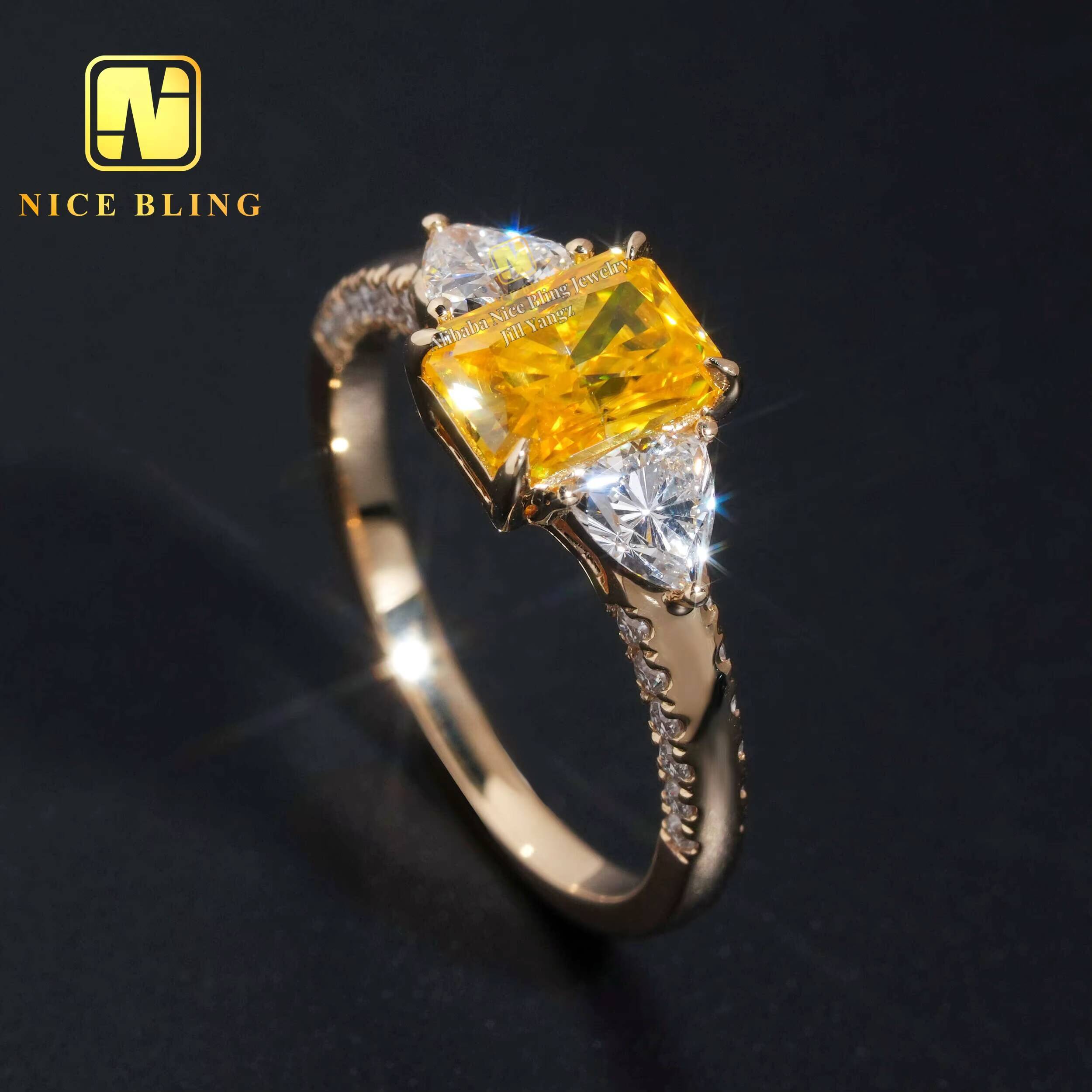 Ice Crushed Cut Custom Moissanite Engagement Ring for Women Lab Grown Diamond Rings 10k Solid Gold Ring Jewelry