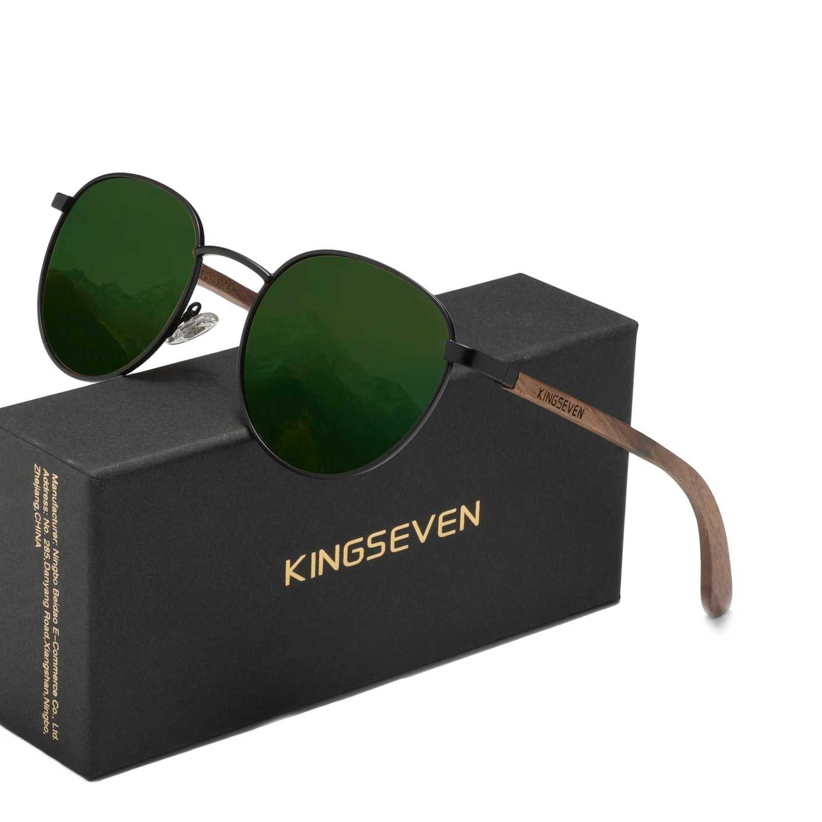 KINGSEVEN Wooden Pilot Sunglasses for Men Walnut Wooden Polarized Sun Glasses Women Eyewear UV400 Eyewear Shades OculosT251024