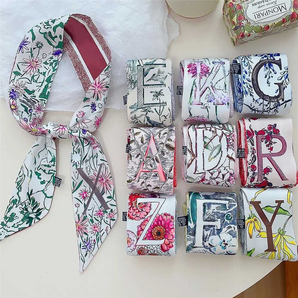 26 Letter Printed b00x6cm Fashion Small Silk Scarf For Wen New Design Brand Scarves Wens Bags Hair Tie Accories Y251024