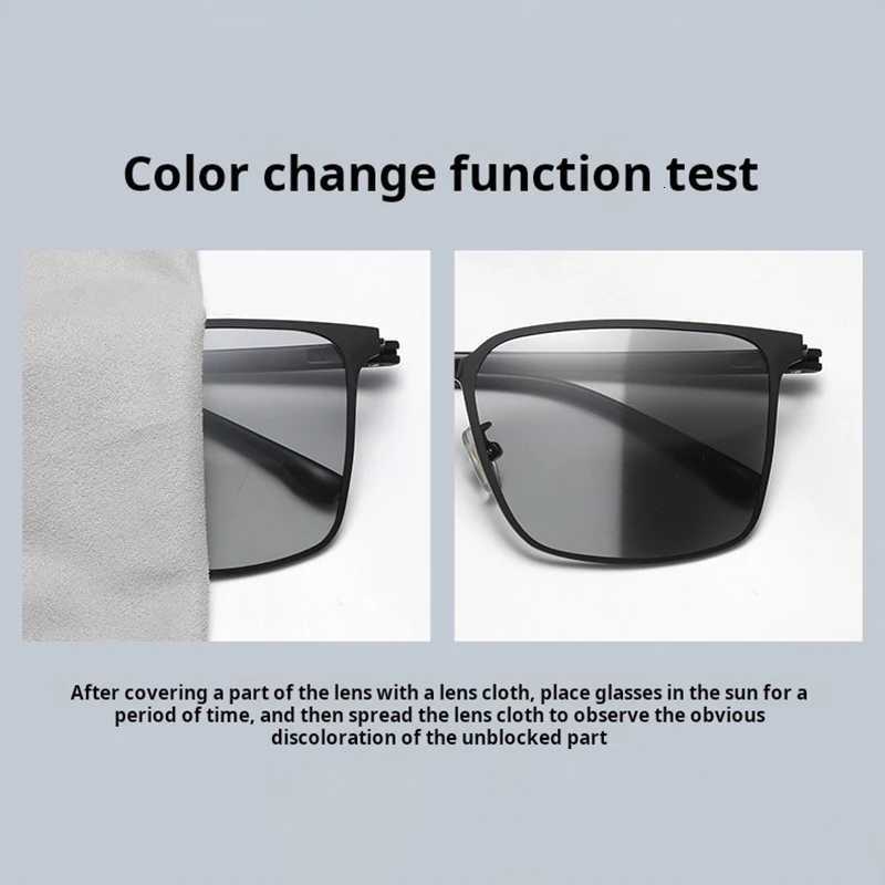 Luxury Stainless Photochromic Men Sunglasses High Quality Metal Square Polarized Change Color Sun Glasses Fashion Driving ShadesT251024