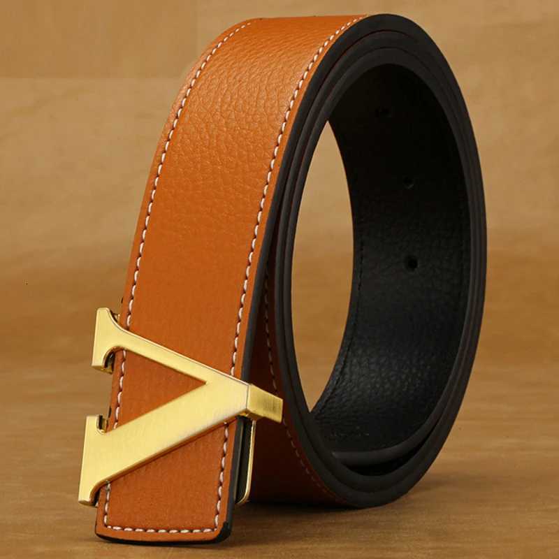2024 New Temperament Business Mens Belt Letter Metal Button Head Versatile Decorative Jeans Dress Business Mens Belt W251024