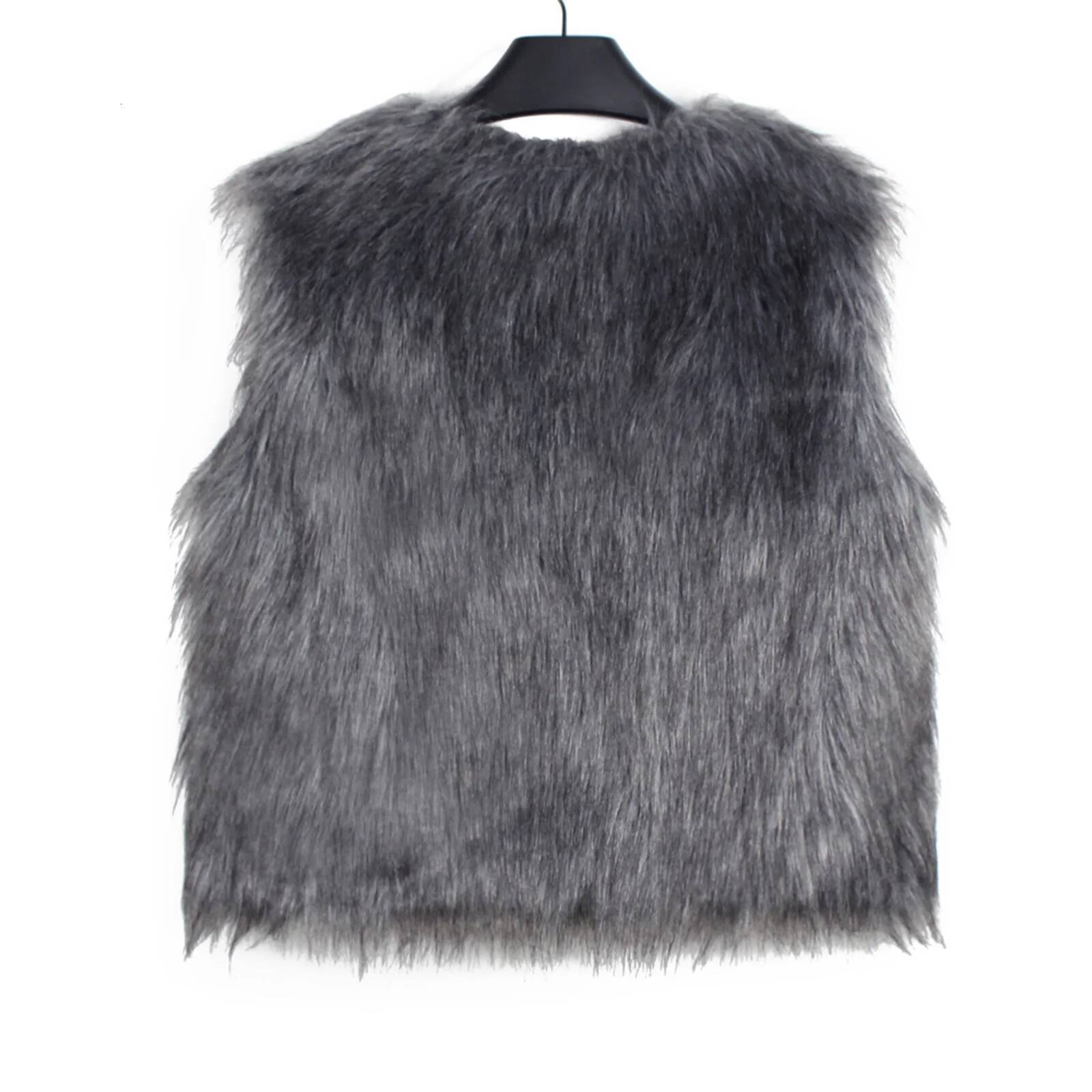 Women Open Front Jackets Outwear Gilet Streetwear Fashion Solid Color Sleeveless Faux Fur Vest dongdumaoyi