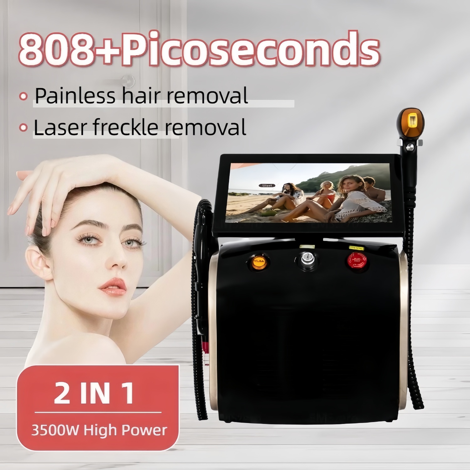 3500W High Power Ice Cooling 755nm 808nm 1064nm Device Diode Laser Epilator Wavelength Painless 808nm Hair Removal Machine
