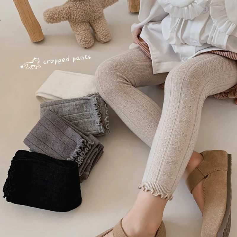 Spring Warm Girls Pants Solid Color Cotton Baby Leggings Lace Flower Skinny Pants Girl Leggings Children TrousersT251024