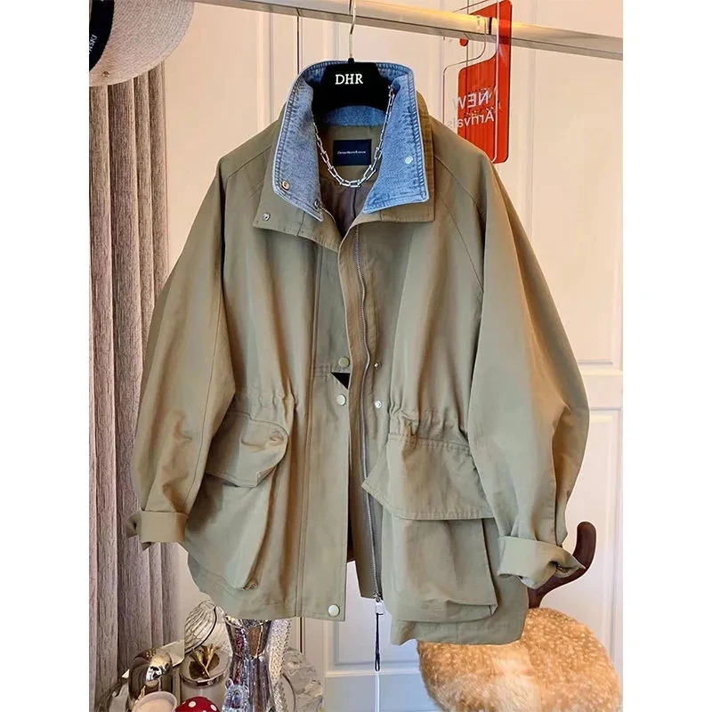 Spring Autumn TwoPiece Spliced Outwear Womens Casual Joker Longsleeved Jacket Workwear Long Trench Coat The Win 251021