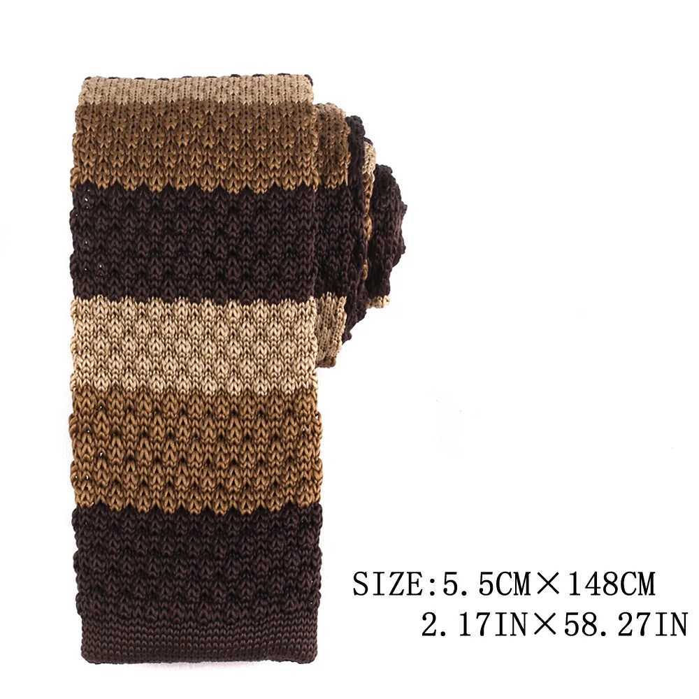 Striped Knit Ties For Men Wen Skinny Neckties For Wedding Knitted Grosmen Neck Tie Brown Color Stripe Ties Gifts Y251024