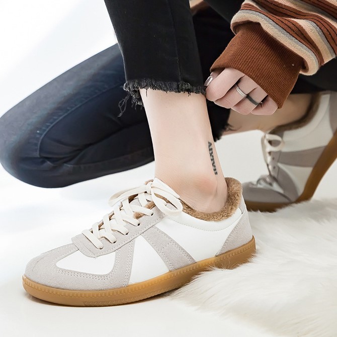2025 free shipping autumn winter new designer shoes Genuine Leather Casual Sports Shoes German Training Women's Shoes Fleece-Lined Thickened Wint