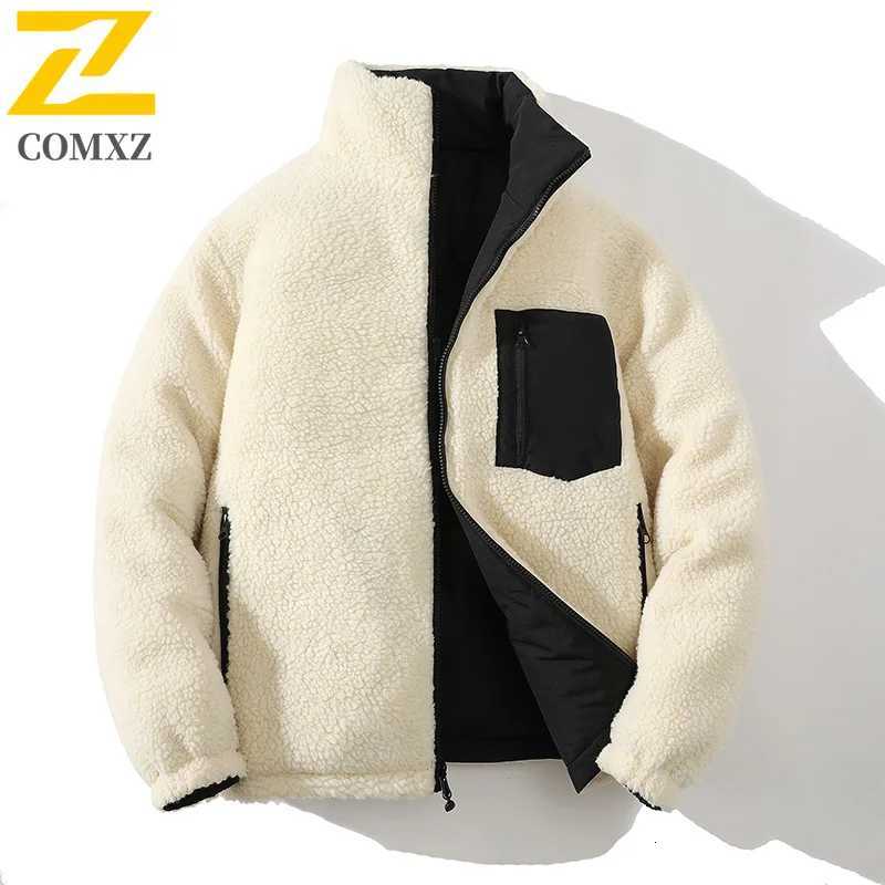 Winter 2sided Fleece Parka Mens 2025 Leisure Snow Thick Lamb Velvet Warm Padded Jacket Trendy Windproof Cotton Padding Coat Z251024