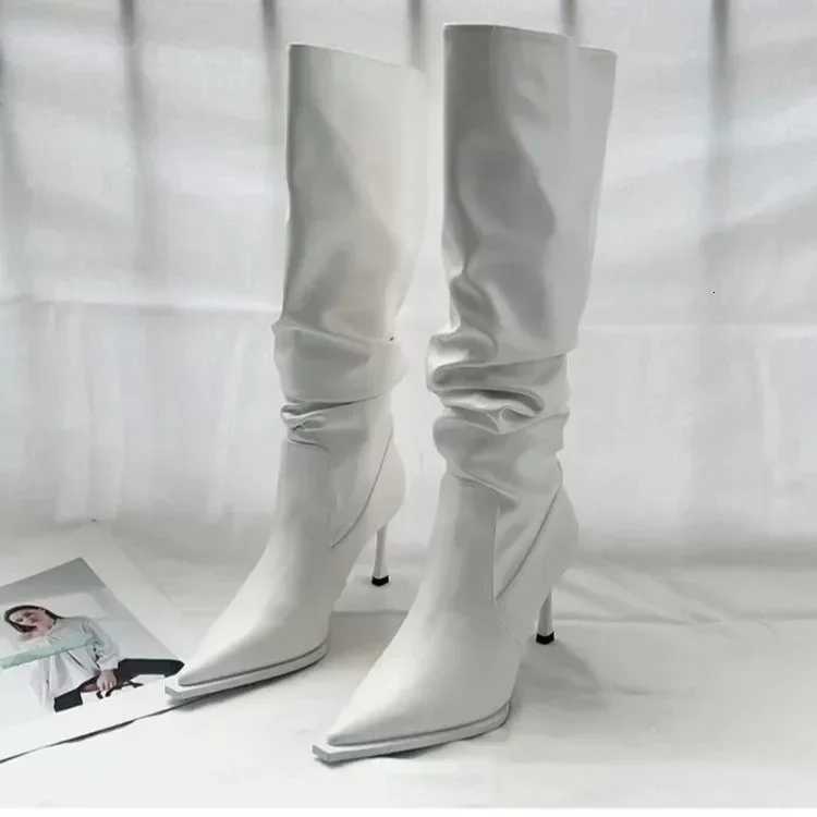 Sexy Winter Women High Boots Fashion Pointed Toe Stiletto Heel Long Boots Ladies Elegant Knee High Boots Shoes Botas De Mujer W251024
