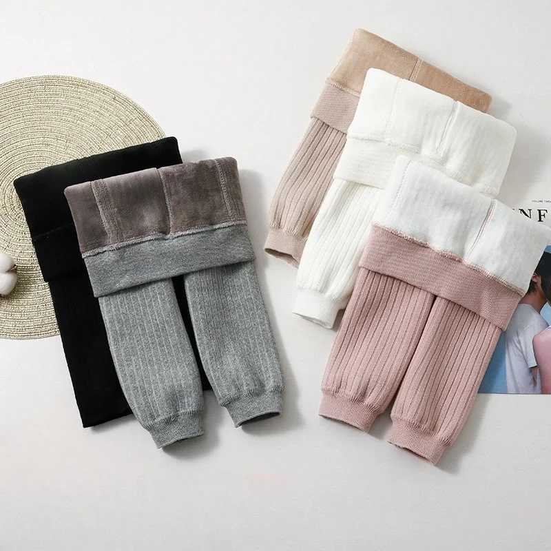Winter Warm Toddler Girl Clothes Fleece Lined Leggings High Cotton Solid Color Tights Stretch PantsT251024