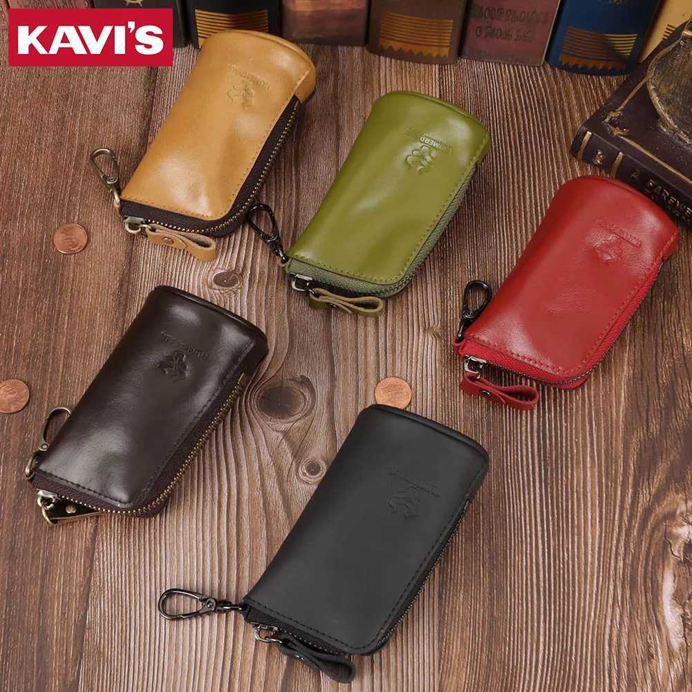 Vintage Genuine Leather Key Case Coin Purse Multifunctional Zip Key Holder Wallet with Key Ring Hook to Organize Keys Coins Z251023