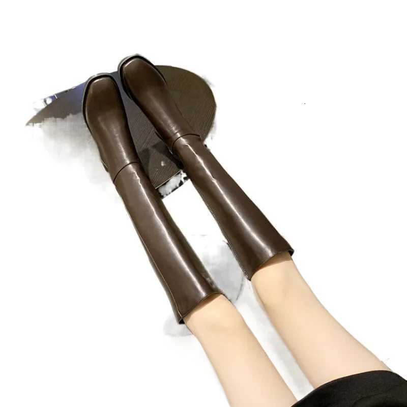 2024 Winter Cotton Women Knee High Boots Fashion Zippers Ladies Elegant Low Heel Long Booties Soft Leather Womens Footwear W251024