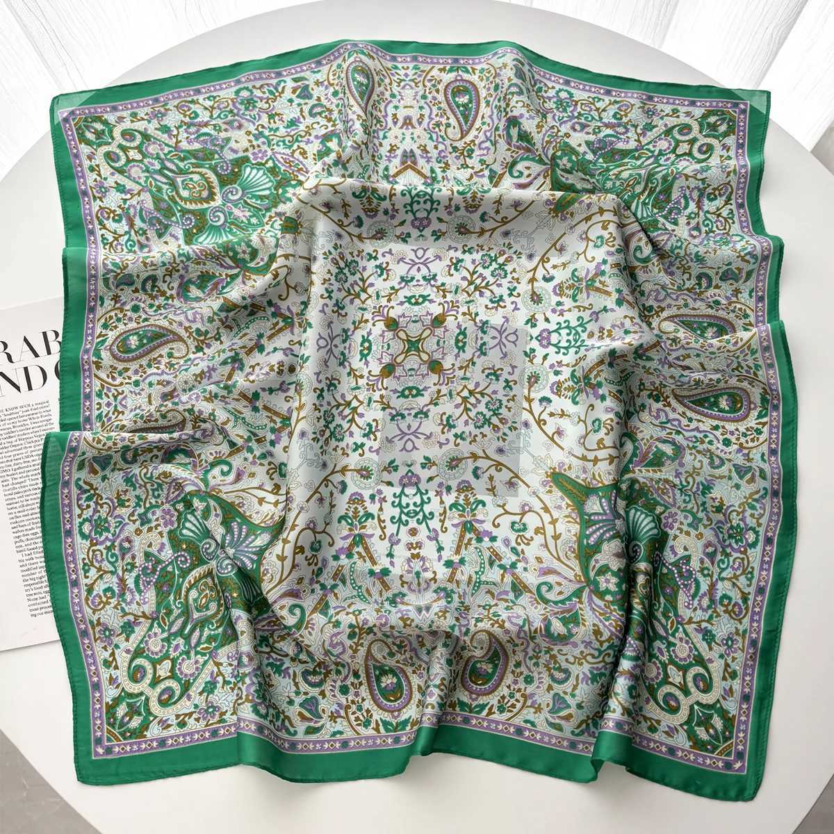 2025 Silk Shl Square Scarf For Wen Print band Foard Satin Hijab Hair Bands Neckerchief Fem Wrs Bandana Y251024