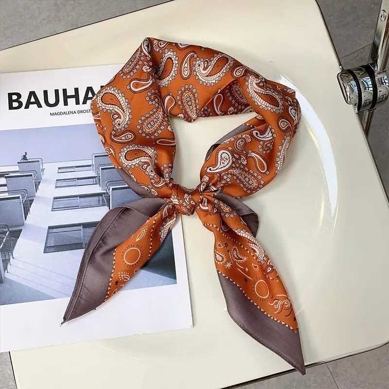 Luxury Design Paisley Print Small Square Scarf Simated Silk Thin Neck Scarf Mature Style Sunscreen scarf For Wen Y251024