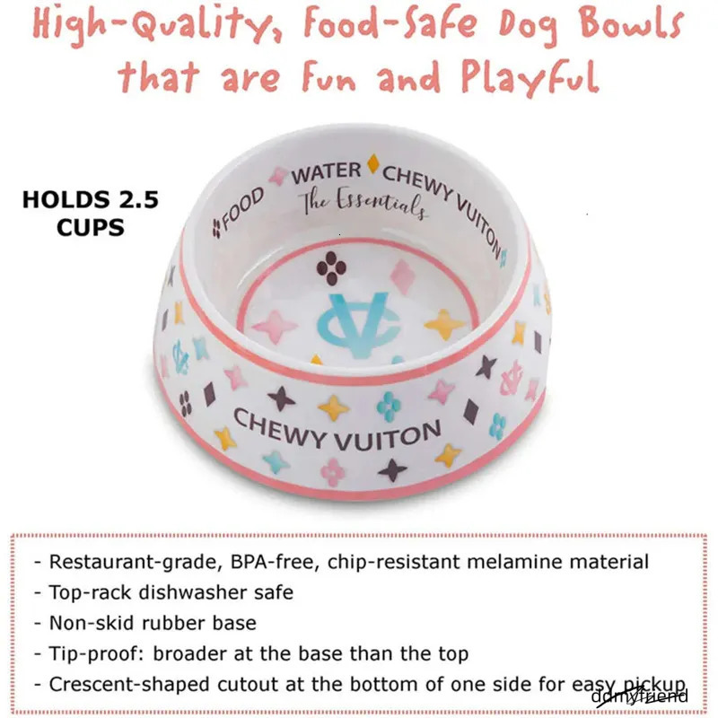 Pet Food Water Bowl Set With Mat - Anti-Slip Melamine Feeding Dish For Cats And Dogs, Wide Base Ddmyfriend