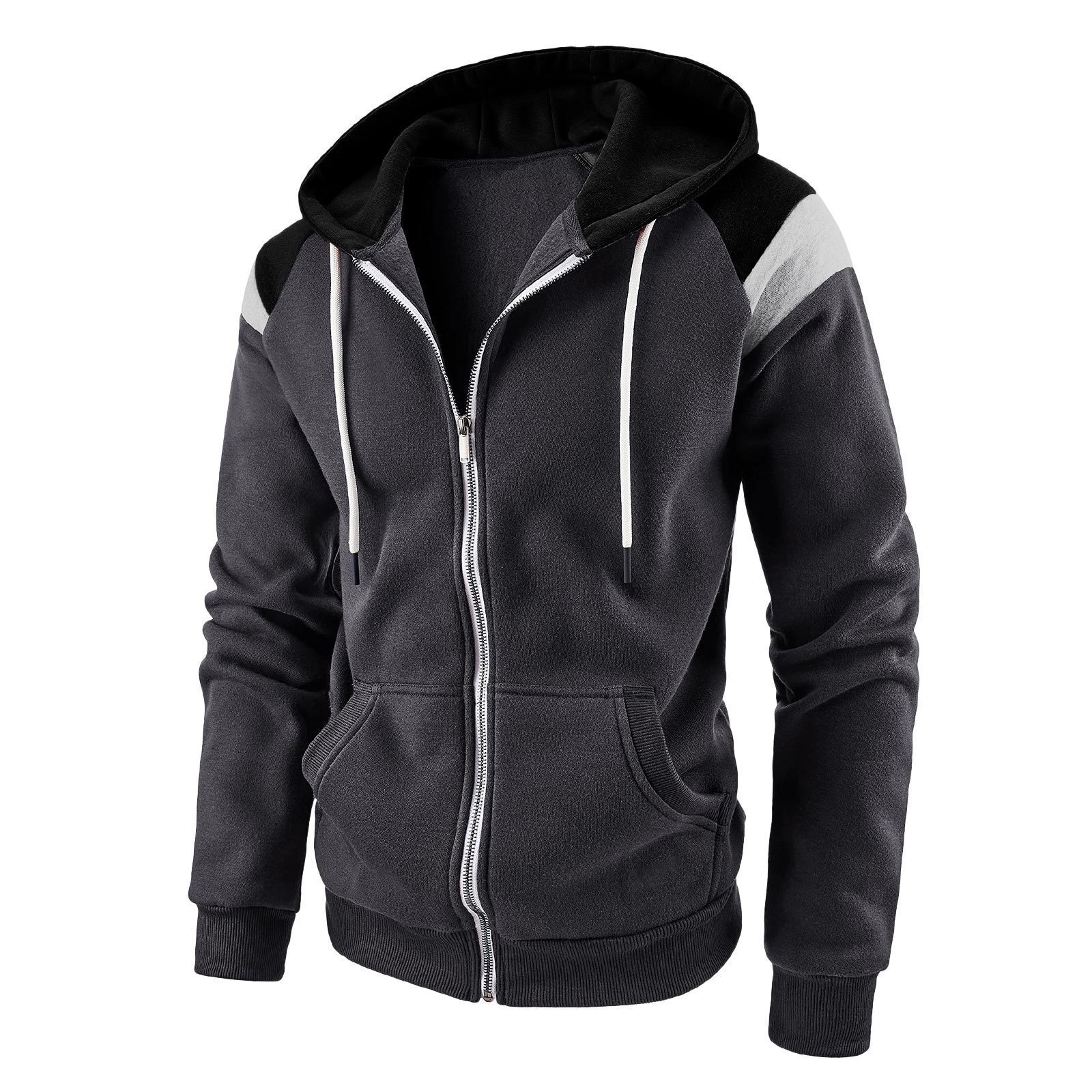 2025 New Cross-border Color Block Designer Hoodie Jacket Tracksuit Men Polo Veste Coat Hooded Zipper Sweatshirt Fashion Casual Fleece Warm Loose Comfo