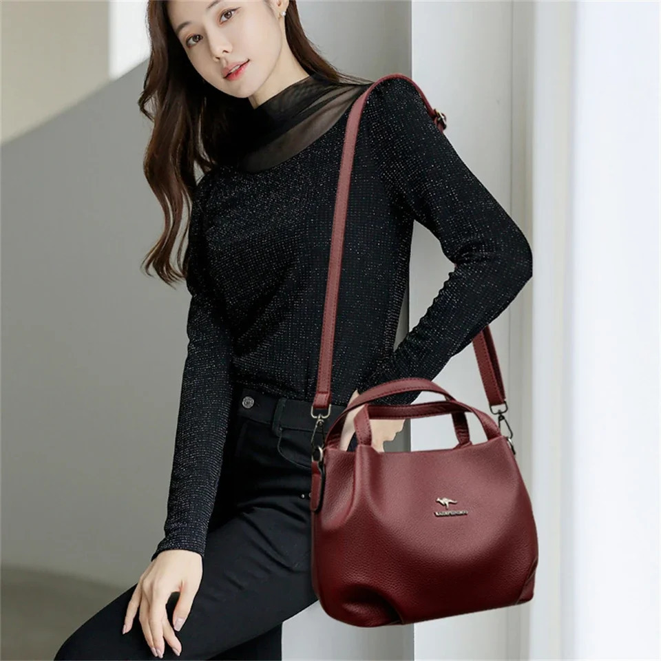 Women Soft Leather TopHandle Bags er Handbag Solid Color Ladies Shoulder Crossbody Bag And Purse Commuting Sac 251023