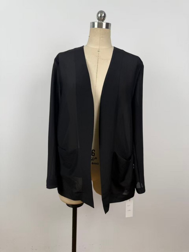 Simple, Sophisticated, Elegant, Light Luxury Silk Blazer Collarless Blazer JYW37115