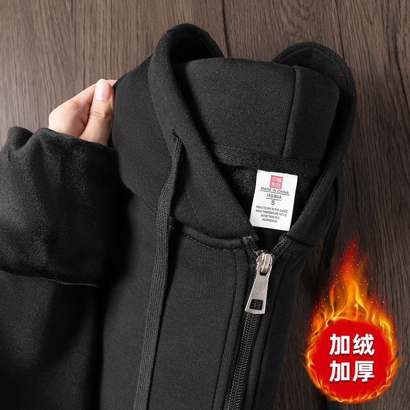 American Designer Hoodie Jacket Tracksuit Men Polo Veste Coat Style Casual! Heavy Zipper Cardigan Hooded Sweatshirt Solid Color Loose Versatile Casual