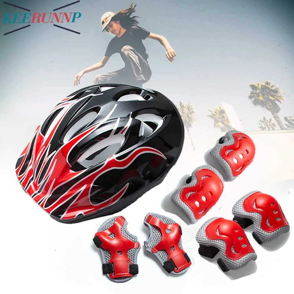 7PCS Kids 6Piece Protective Gear Set Adjustable HelmetKnee Elbow PadsWrist Guards for Skateboard Scooter Roller SkatingW251024