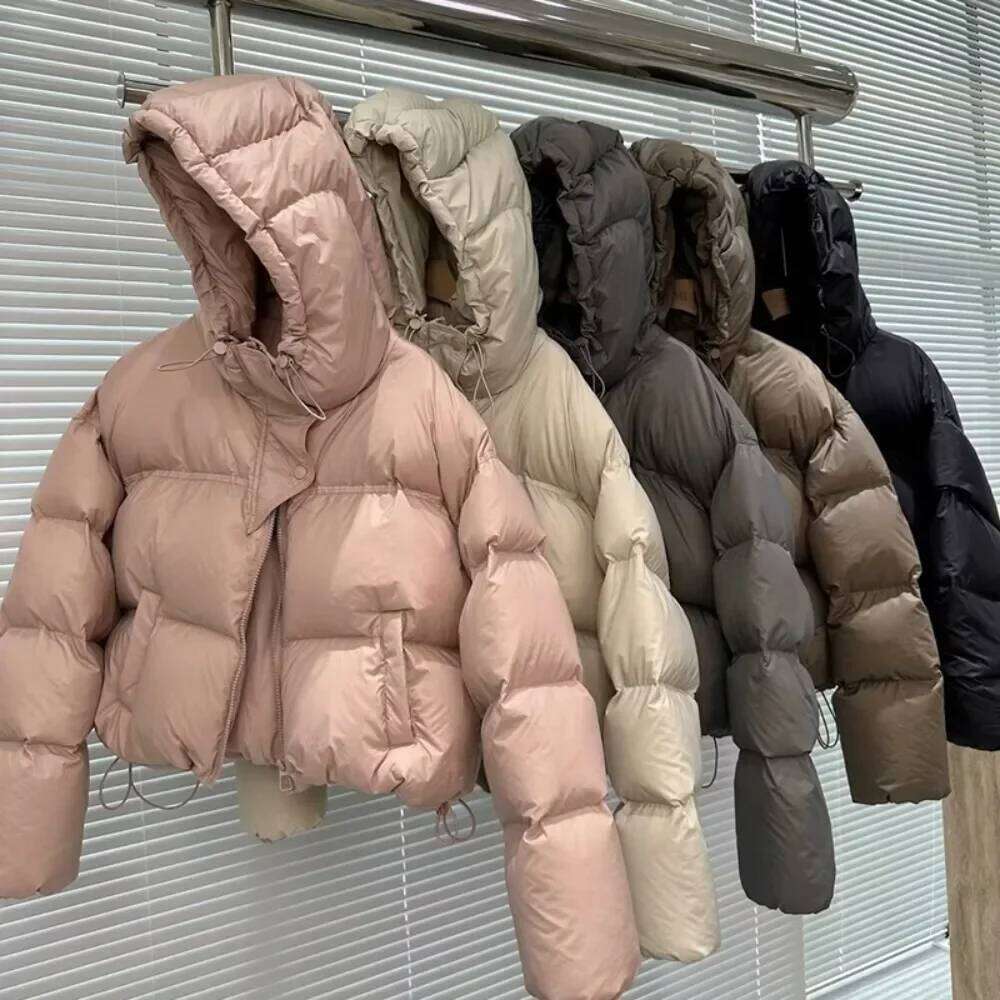 2025 New Fashion White Duck Down Jacket Hooded Women Autumn Winter Warm Over Size Casual Short Thick Outwear Female Coats Designer Women