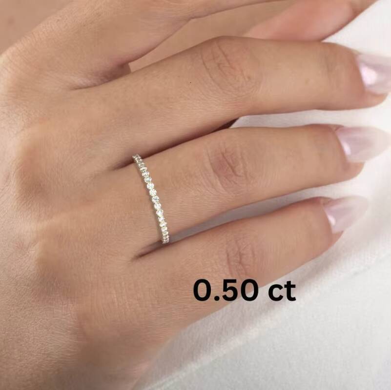 14K Gold Plated Moissanite Ring VVS Diamond Womens Full Eternity Anniversary VVS Engagement Ring