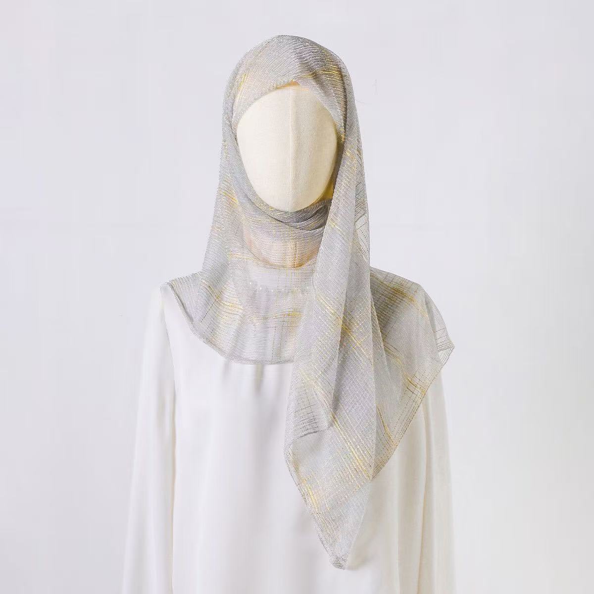 T2142 Spring and Summer New Foreign Trade Korean Version Women's Fashion Temperament Gold Silk Long Scarf Advanced Shawl Scarf