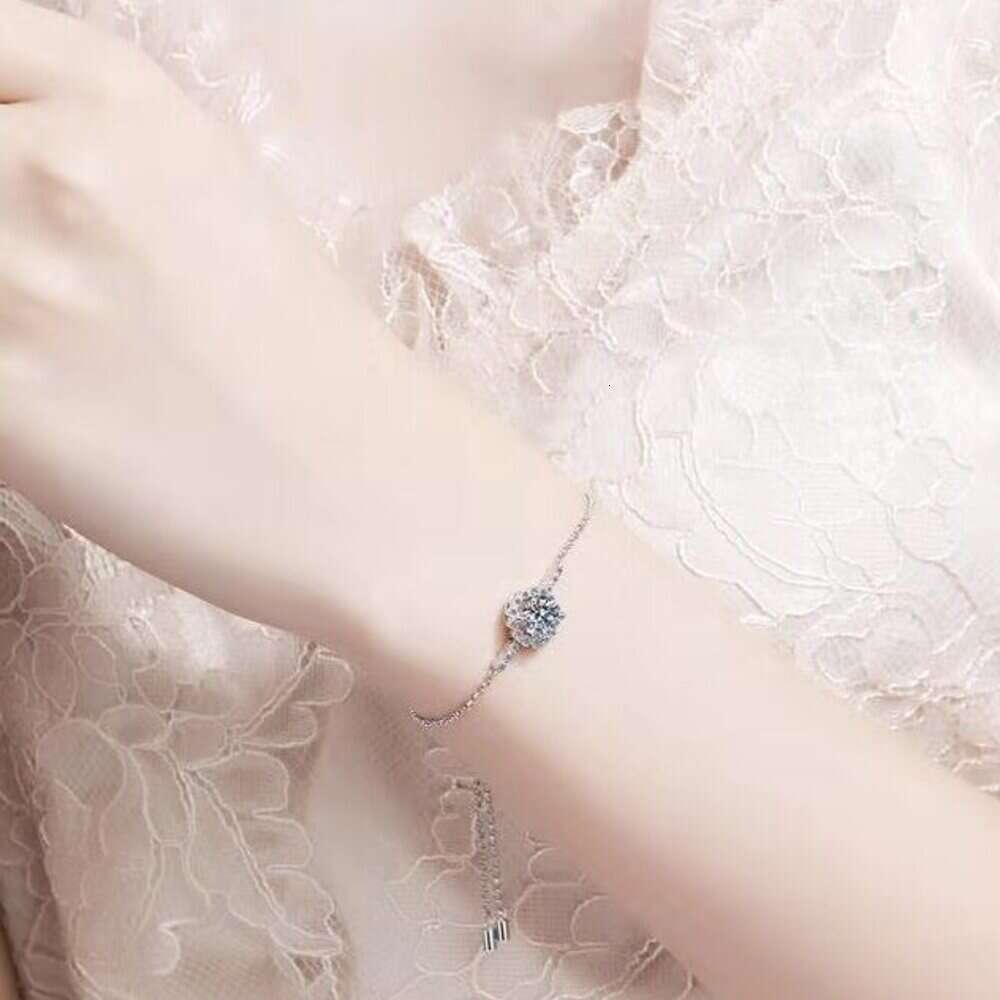 DHCollections-- S Pure Sier Women's 1 Round Star Moon Moissanite Bracelet