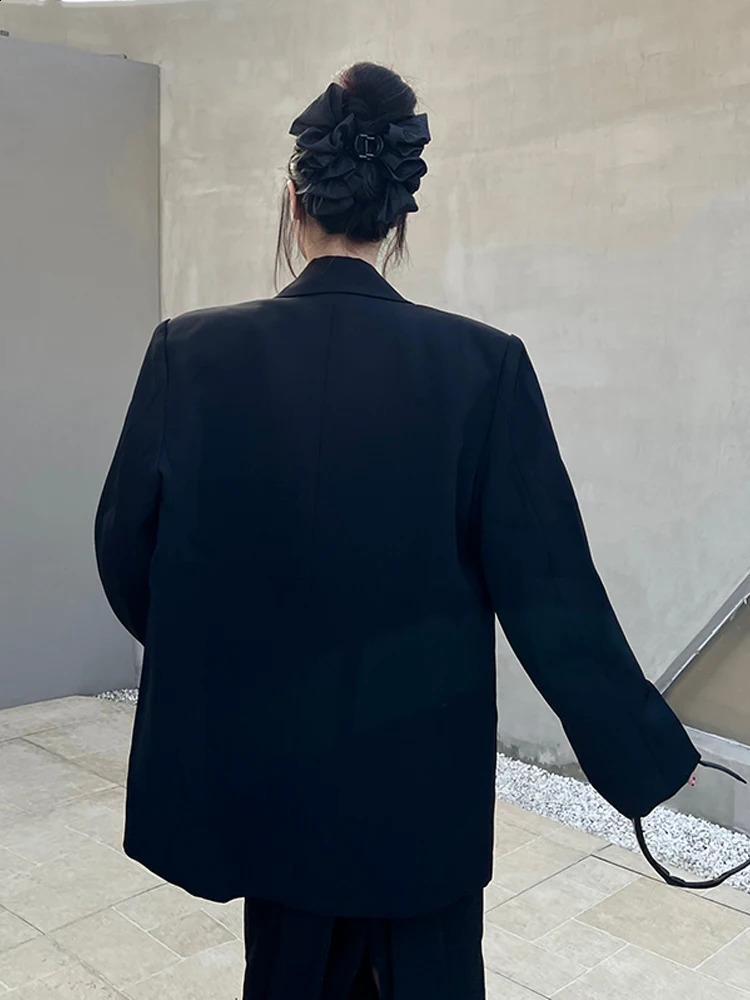 Chain sequined blazer for women Spring Autumn Notched collar long sleeve jacket Oversized Ladies INKEO 4O135 251023