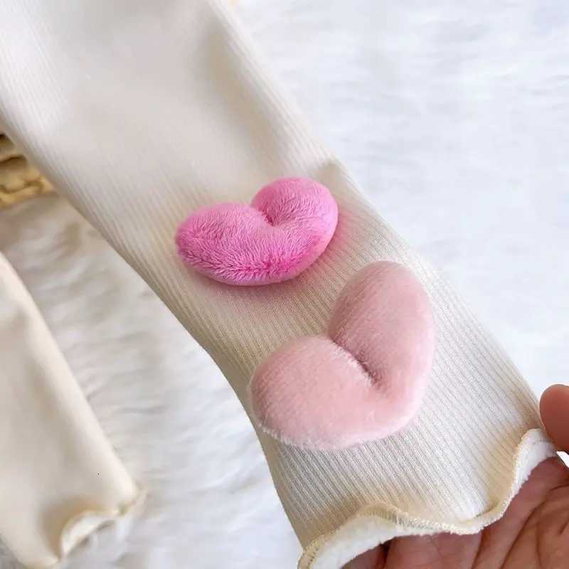 16Y Fleece Lined Leggings for Girls Winter Warm Bear Patch Elastic Pants Soft Kids Trousers Teenage Girls ClothingT251024