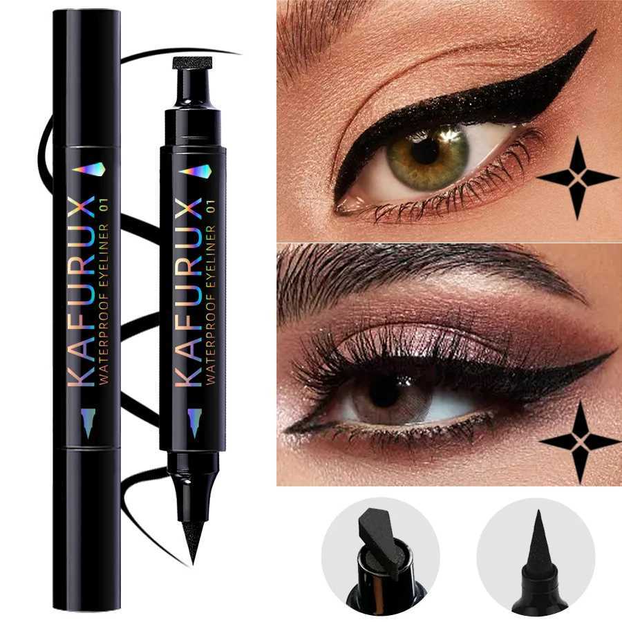 3 Colors Double Head Star Seal Eyeliner Waterproof Stamp Pen Black Blue Purple Eye Liner Pencil Fast Drying Lazy Eye MakeupL251024
