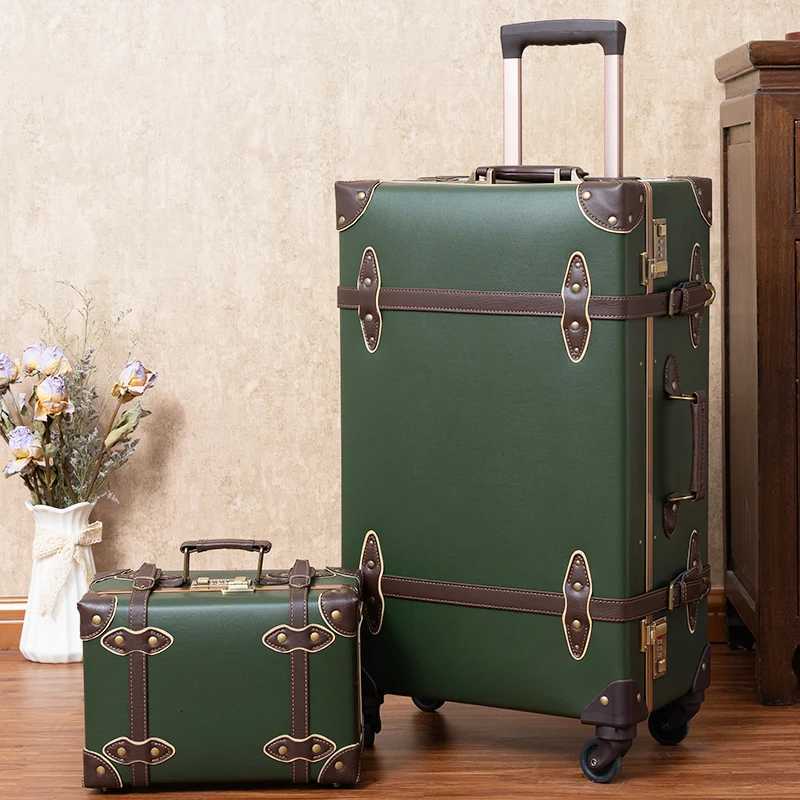 Classic Retro Suitcase 202426inch PPPC Travel Suitcase Large Capacity Handmade Leather Suitcase Travel Set with Makeup CaseW251024