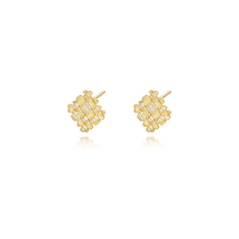 Designer earrings Luxury earrings S925 Silver Needle Gold earrings Hollow Square Light Luxury Retro Earrings High Grade Zircon Earrings Geometric Earr