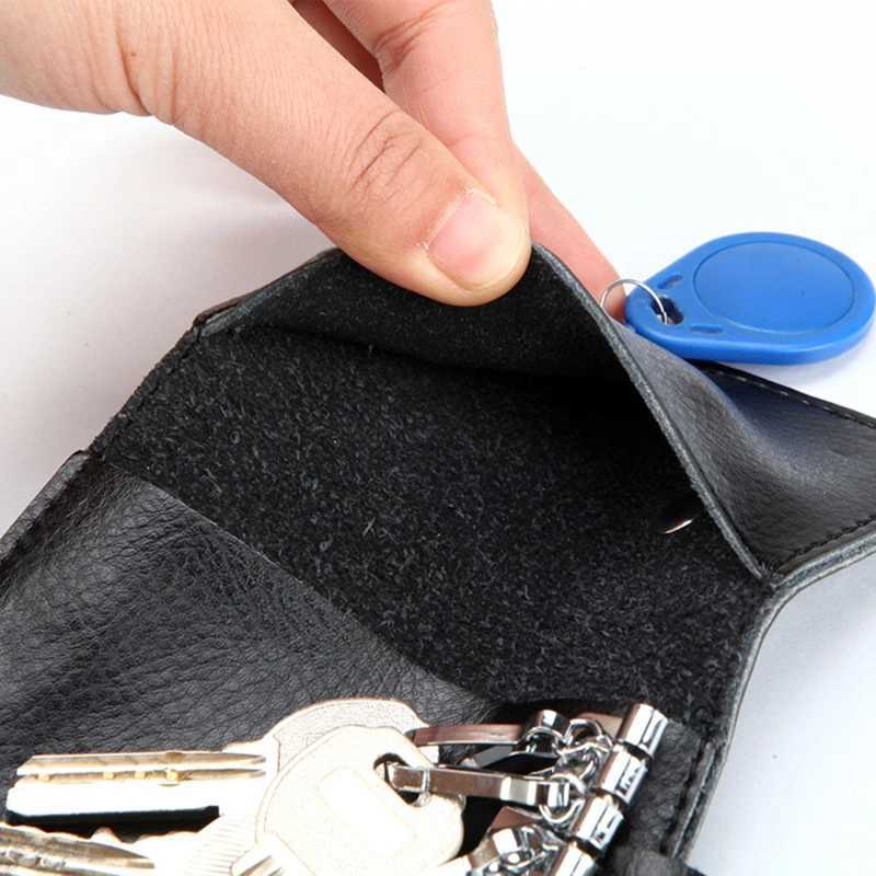 Genuine Leather Keychain Men Women Key Holder Organizer Pouch Cow Split Car Key Wallet Housekeeper Key Case Mini Card Bag New Z251023
