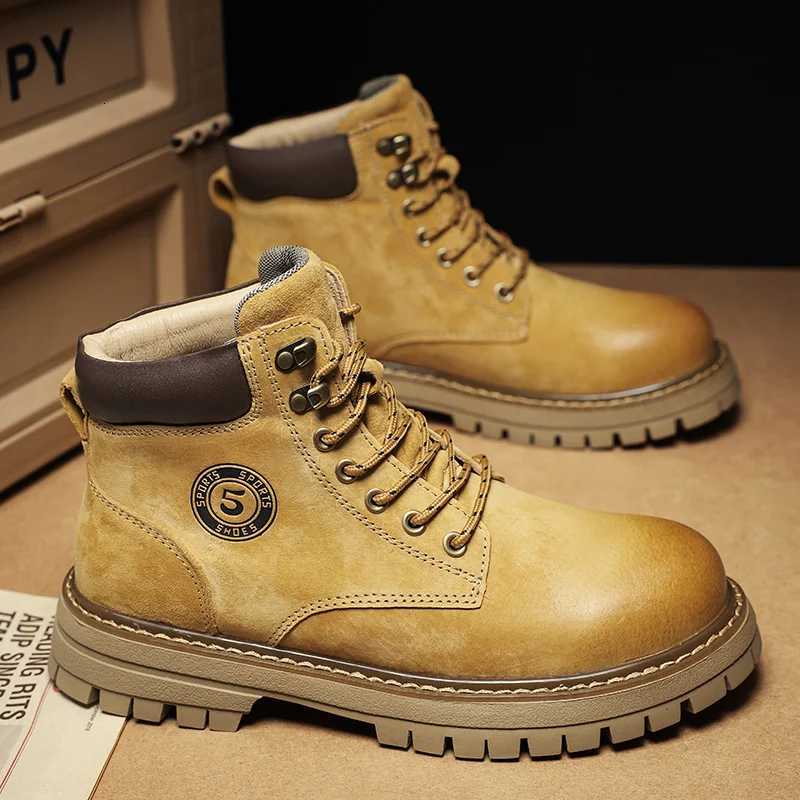 Vintage Suede Leather Mens Ankle Boots Fashion Man Lace Up High Top Shoes Outdoor Motorcycle Boots Top Quality Walk Shoes Botas W251024