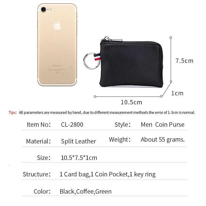 Mens Coin Purse Women Mini Wallet Split Leather Zipper Drivers License Key Case Card Holder Change Purse for Man Clutch Wallet Z251023