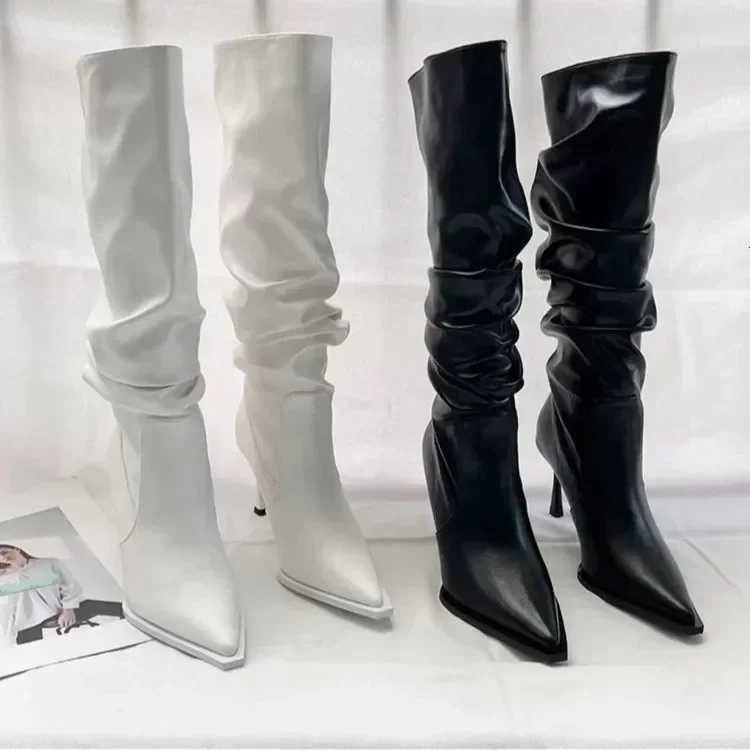 Sexy Winter Women High Boots Fashion Pointed Toe Stiletto Heel Long Boots Ladies Elegant Knee High Boots Shoes Botas De Mujer W251024